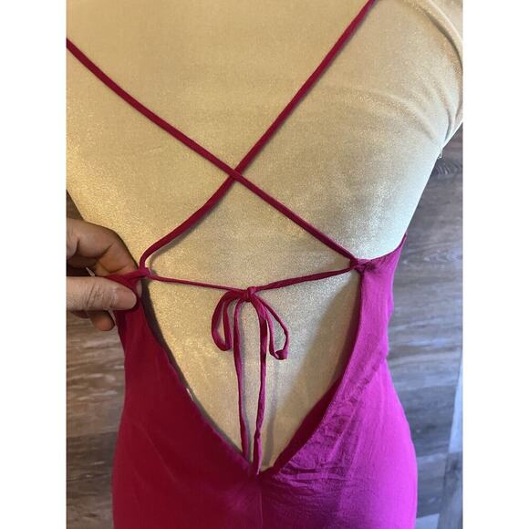 Fushia Silk Dress Cocktail Open Back Custom More Italy Sz Small Party Formal - Picture 7 of 10